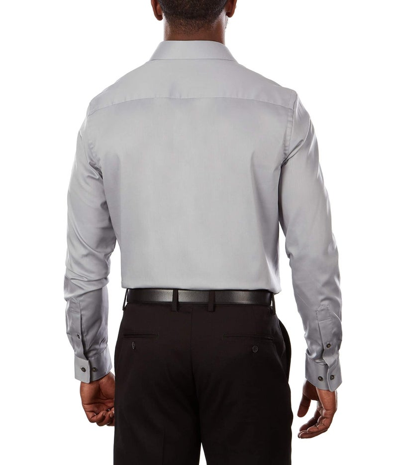 Van Heusen mens Slim Fit Flex Collar Stretch Solid Dress Shirt, Grey Mist, 16.5 Neck 32 -33 Sleeve US - Image 2